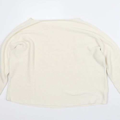 Preworn Womens Beige Round Neck Polyester Pullover Jumper Size M