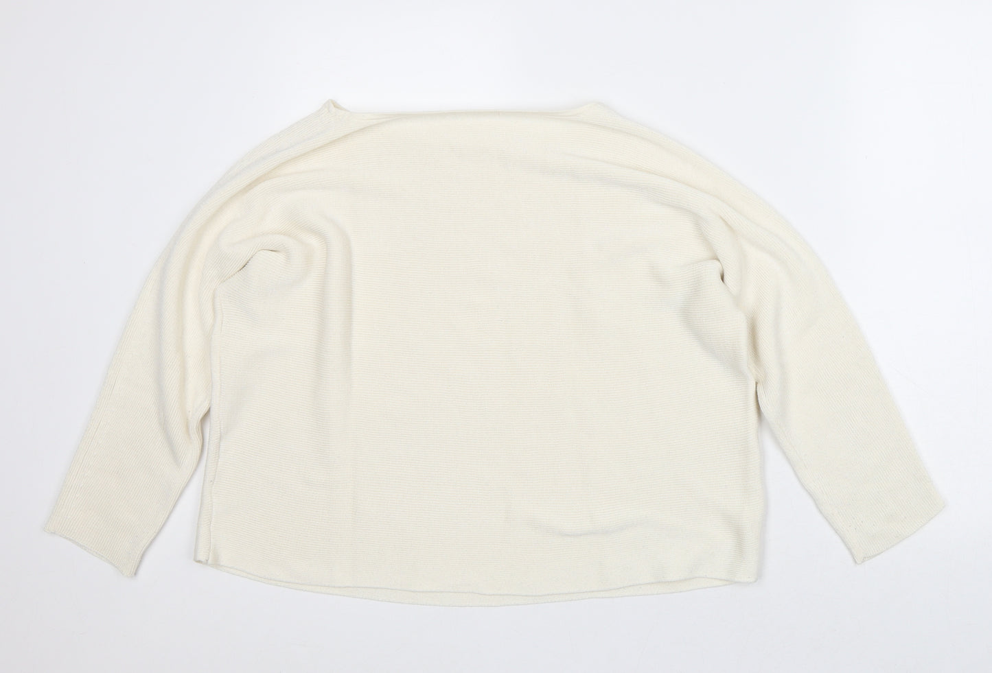 Preworn Womens Beige Round Neck Polyester Pullover Jumper Size M