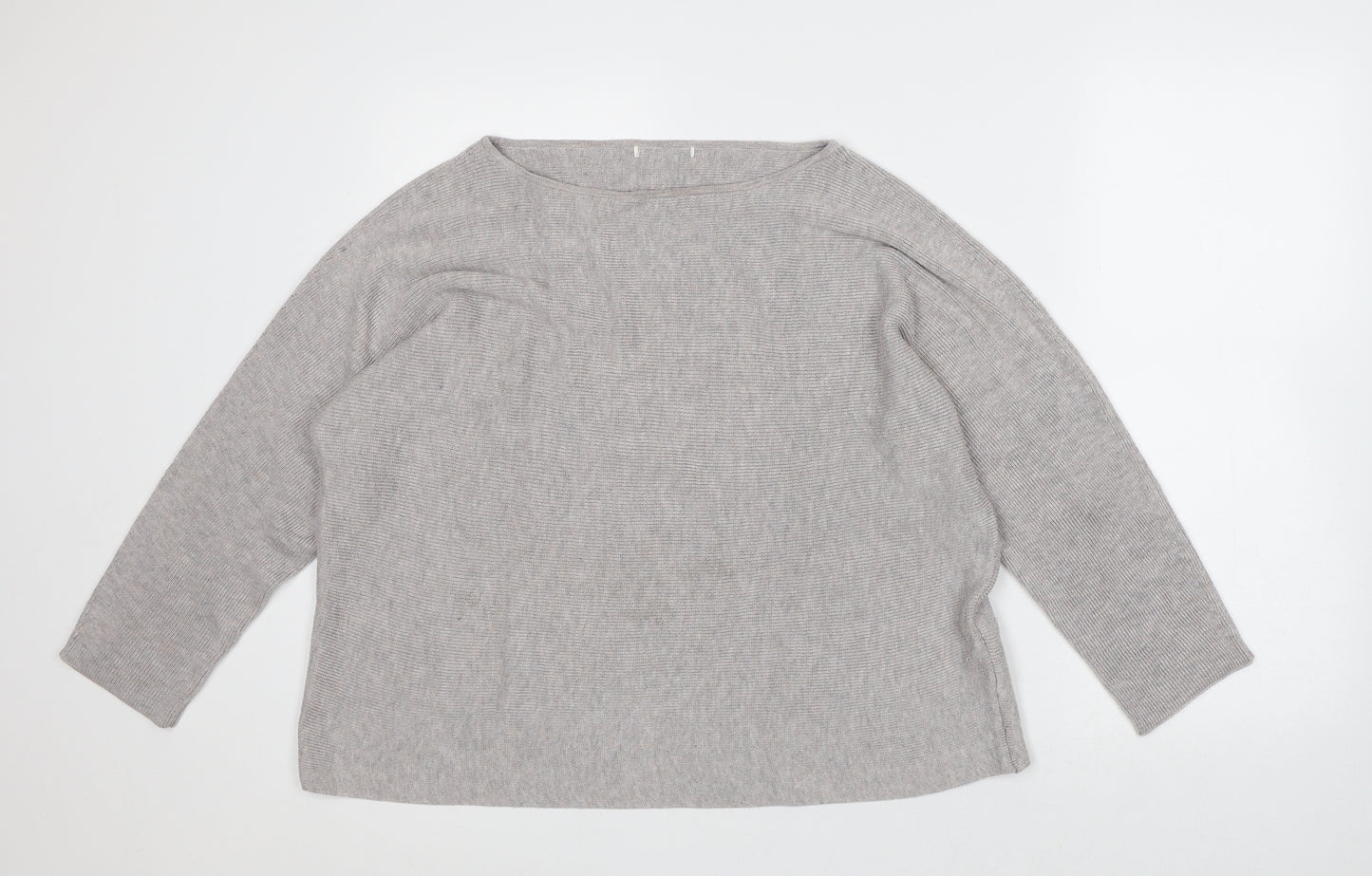 Preworn Womens Grey Boat Neck Polyester Pullover Jumper Size M