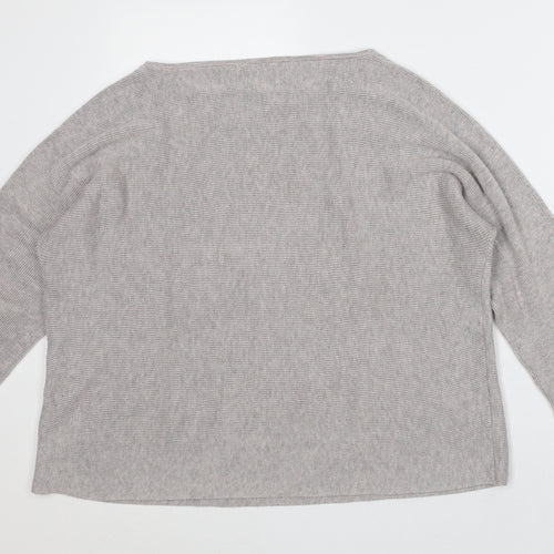 Preworn Womens Grey Boat Neck Polyester Pullover Jumper Size M