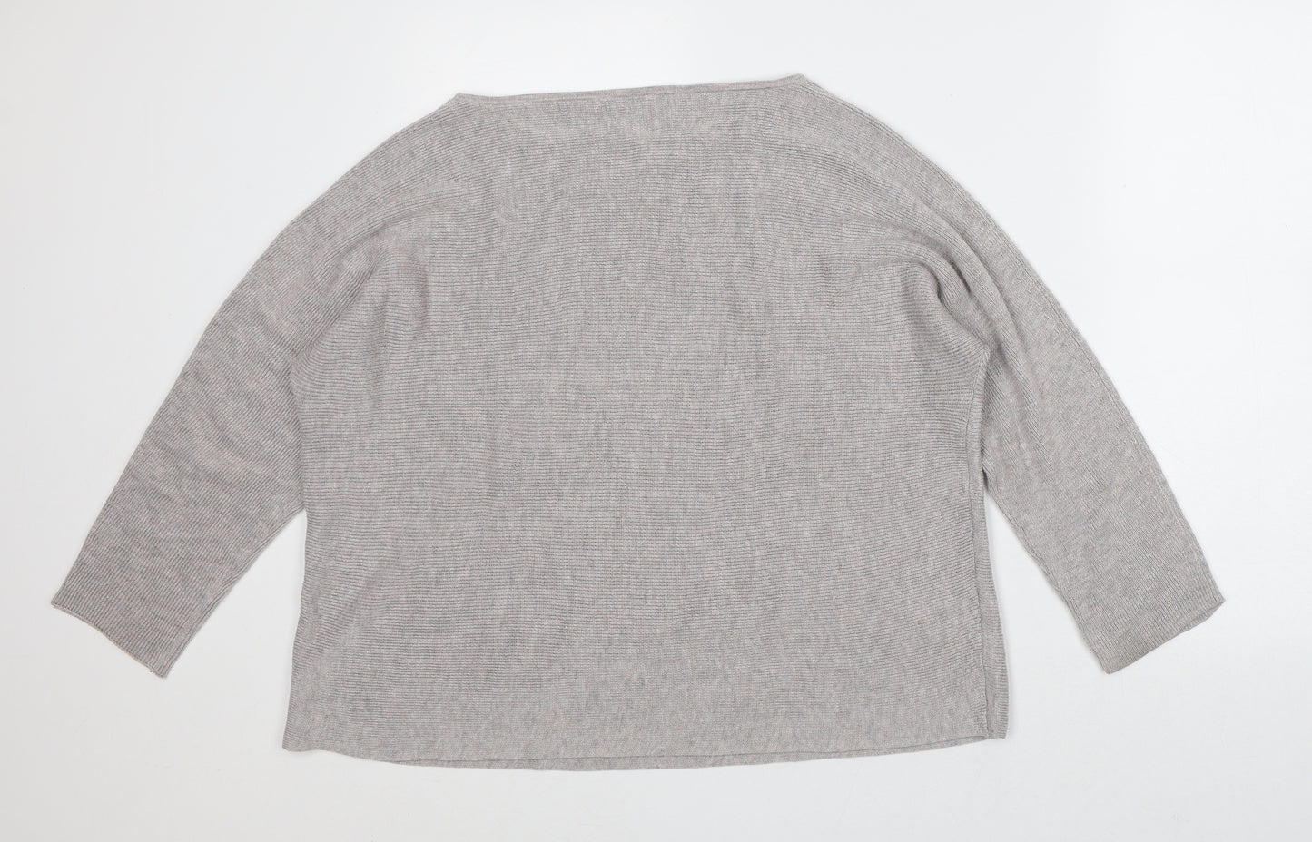 Preworn Womens Grey Boat Neck Polyester Pullover Jumper Size M