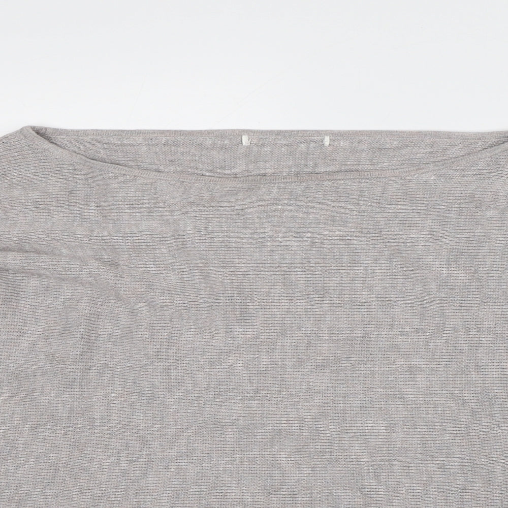 Preworn Womens Grey Boat Neck Polyester Pullover Jumper Size M