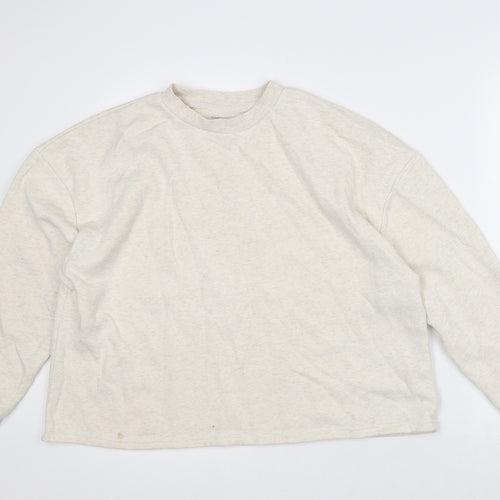 Jeff & Co. Womens Beige Crew Neck Cotton Pullover Jumper Size 10