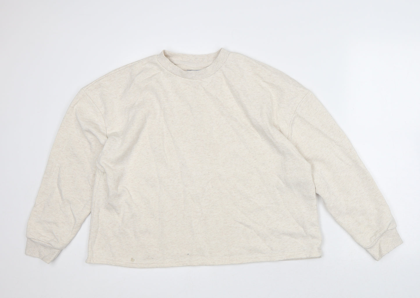 Jeff & Co. Womens Beige Crew Neck Cotton Pullover Jumper Size 10