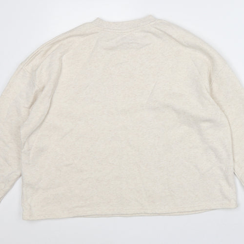 Jeff & Co. Womens Beige Crew Neck Cotton Pullover Jumper Size 10