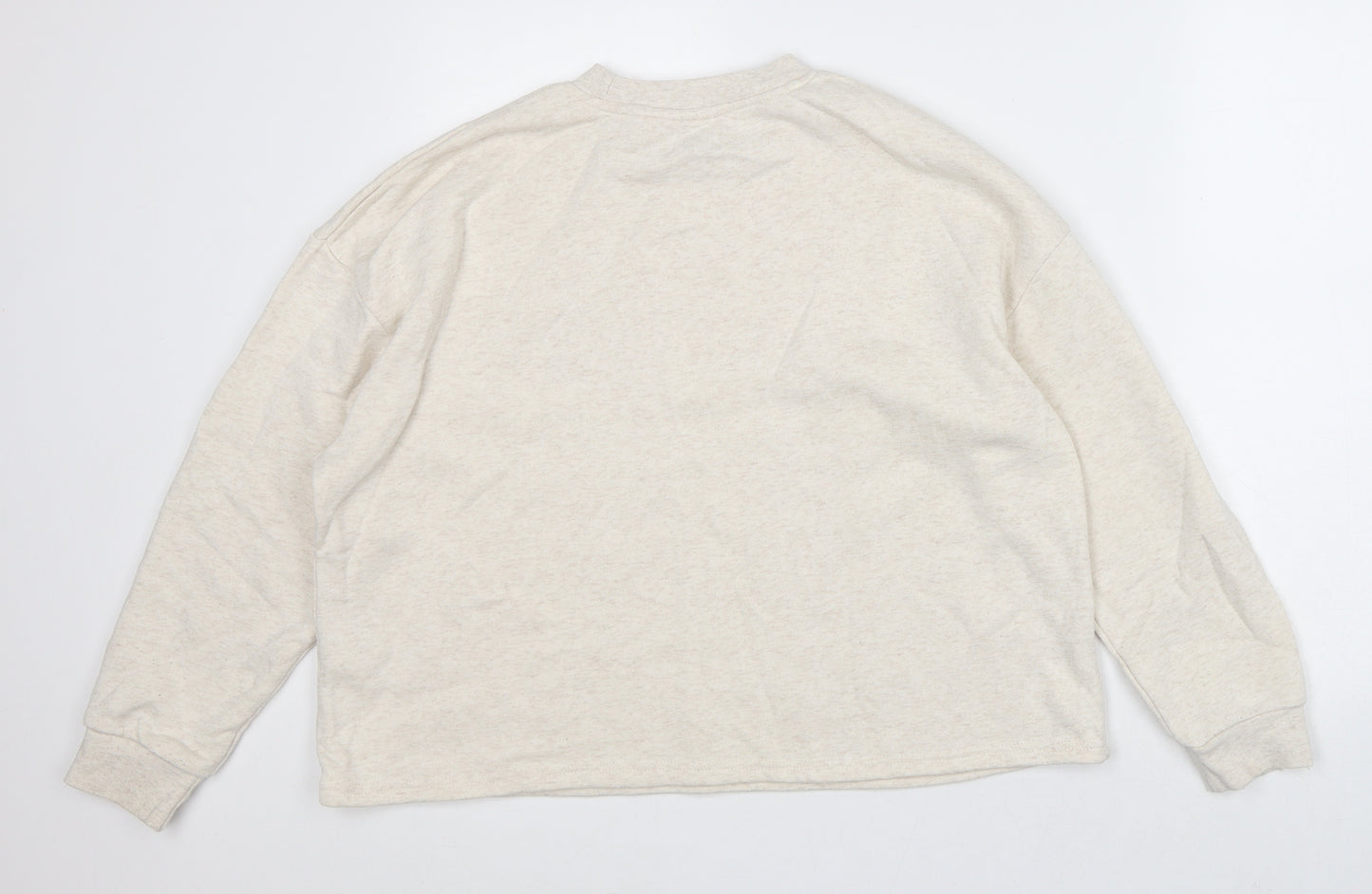 Jeff & Co. Womens Beige Crew Neck Cotton Pullover Jumper Size 10