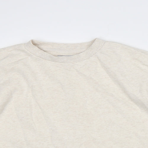 Jeff & Co. Womens Beige Crew Neck Cotton Pullover Jumper Size 10