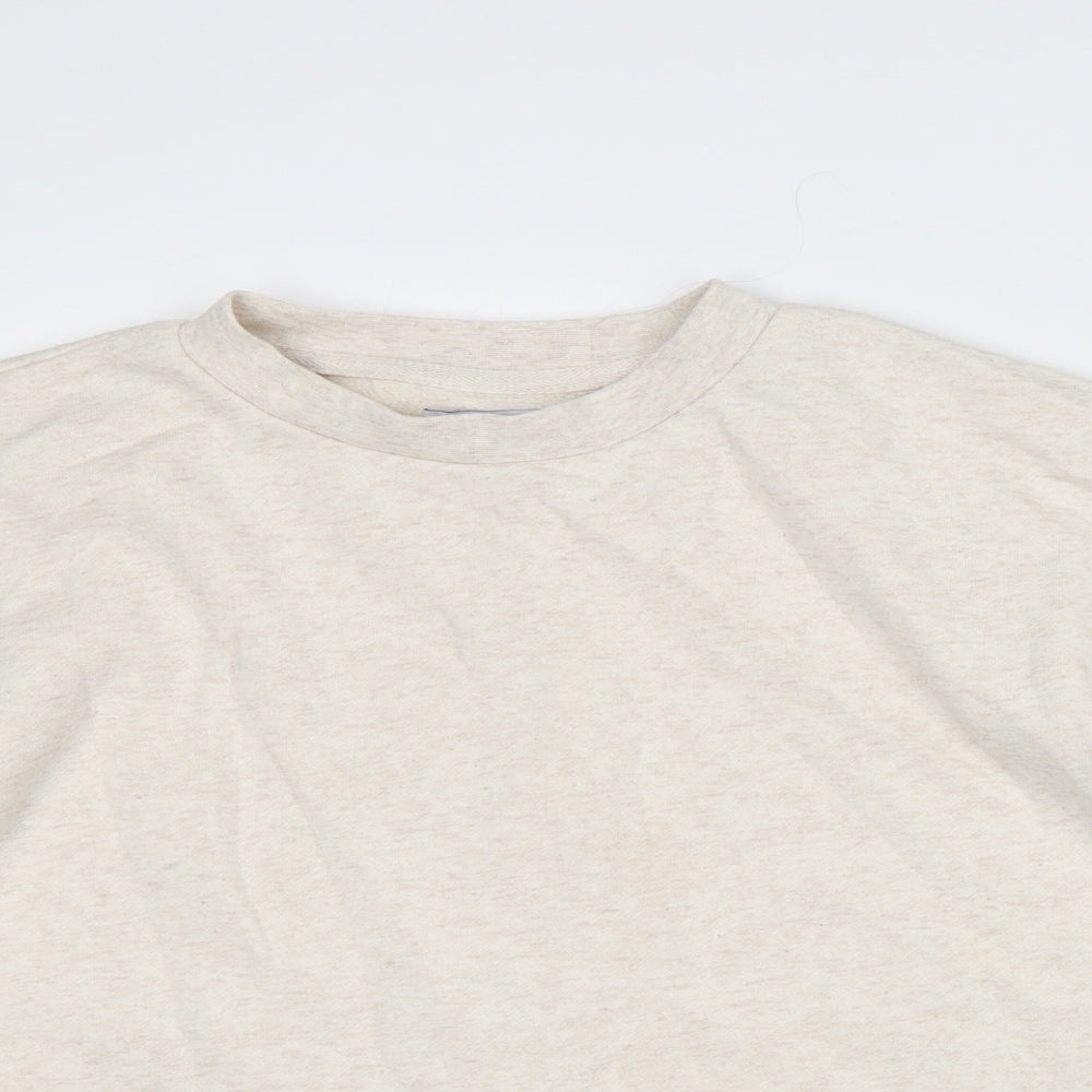 Jeff & Co. Womens Beige Crew Neck Cotton Pullover Jumper Size 10