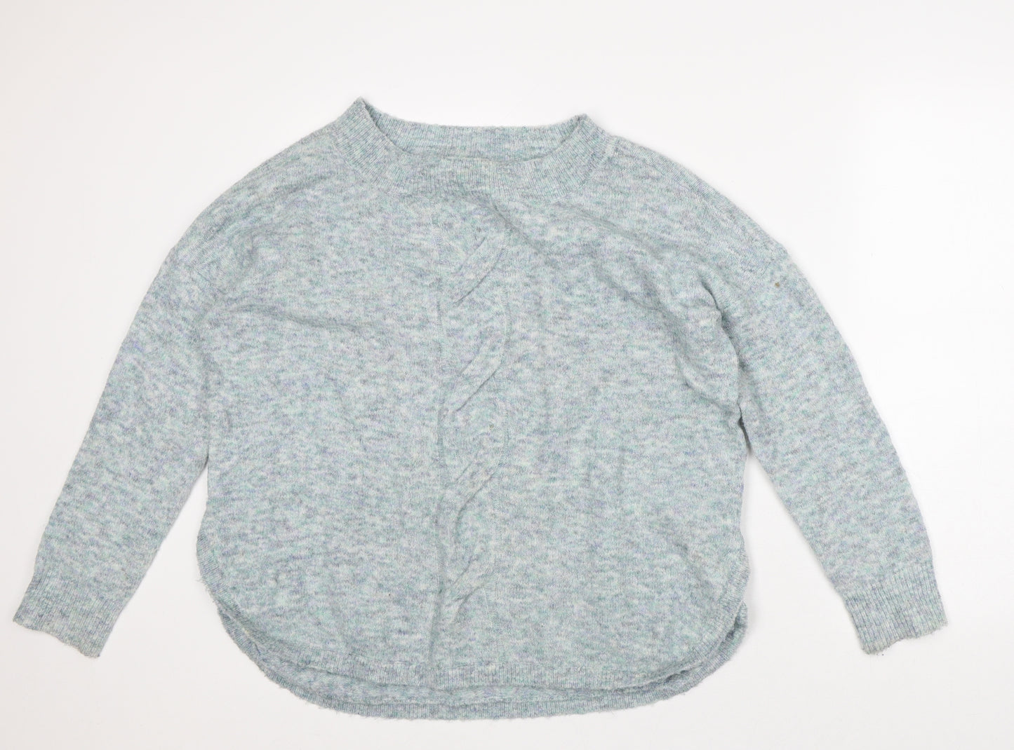 Marks and Spencer Womens Blue Crew Neck Geometric Acrylic Pullover Jumper Size 12