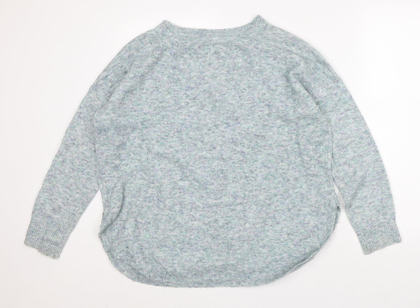 Marks and Spencer Womens Blue Crew Neck Geometric Acrylic Pullover Jumper Size 12