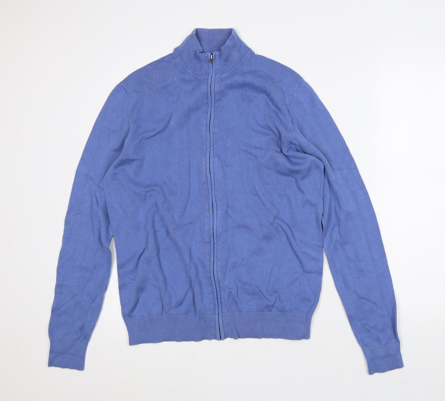 Paul Costelloe Mens Purple High Neck Cotton Full Zip Jumper Size M