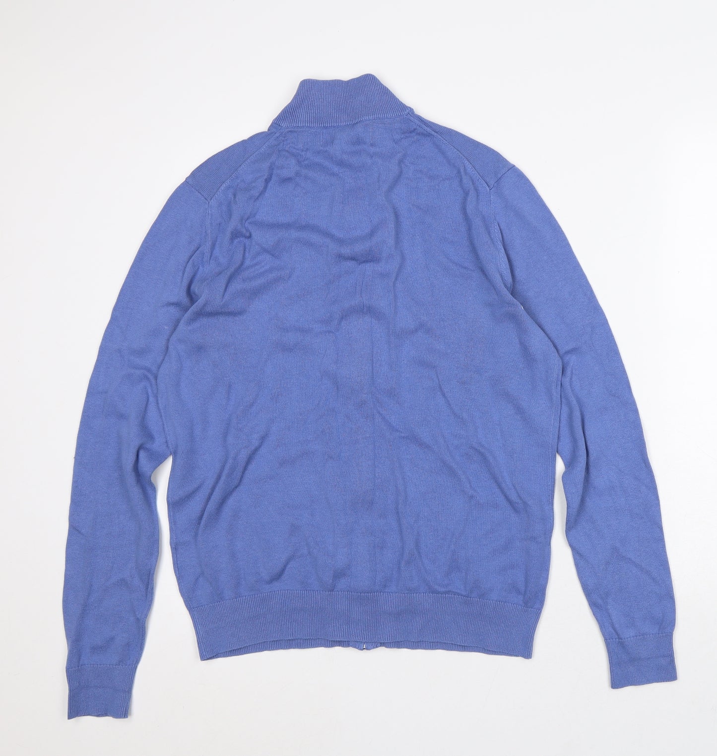 Paul Costelloe Mens Purple High Neck Cotton Full Zip Jumper Size M