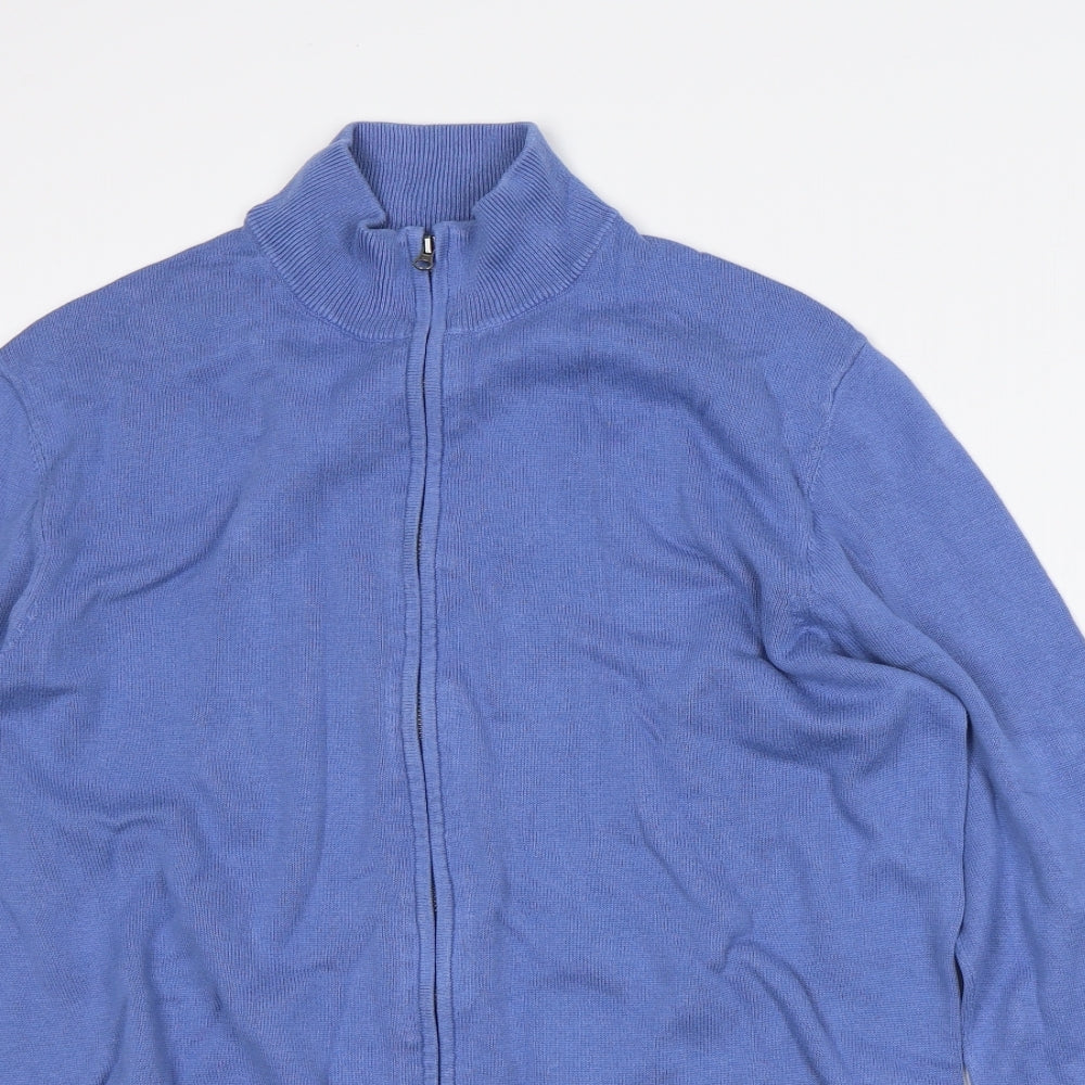Paul Costelloe Mens Purple High Neck Cotton Full Zip Jumper Size M