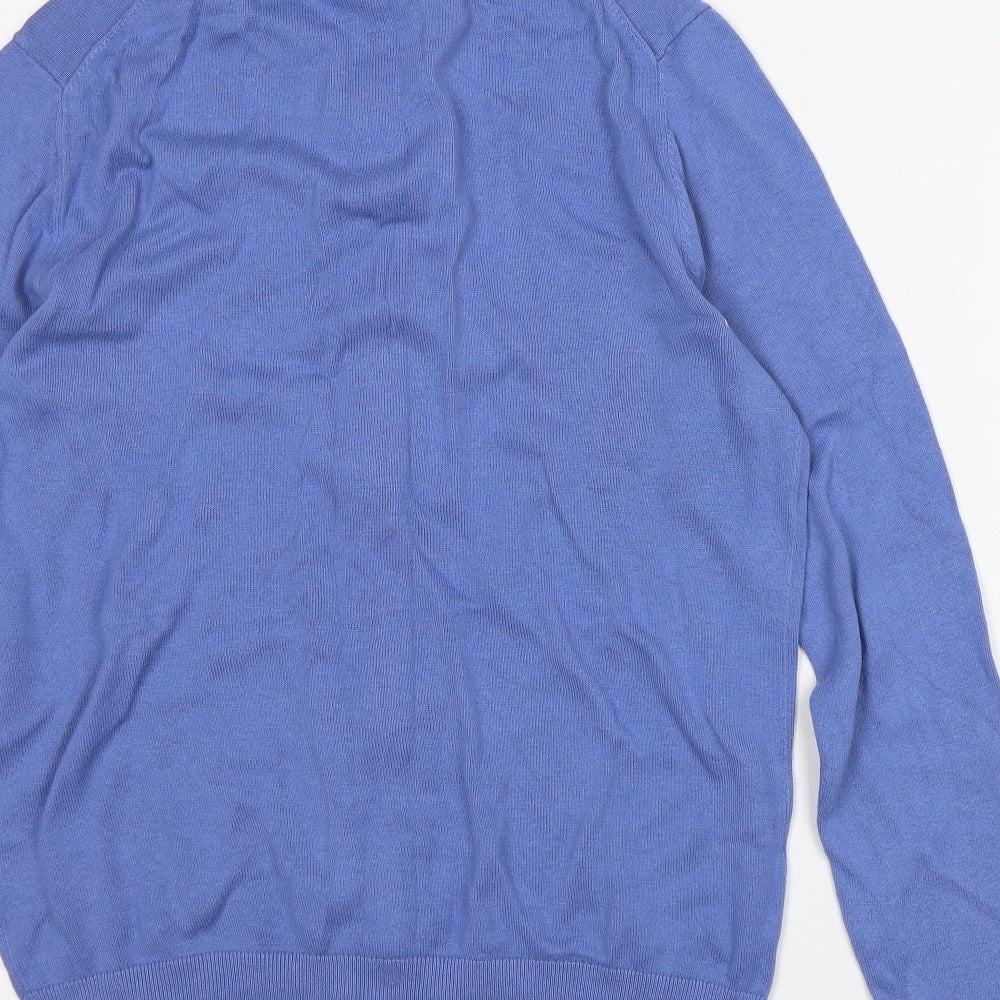 Paul Costelloe Mens Purple High Neck Cotton Full Zip Jumper Size M