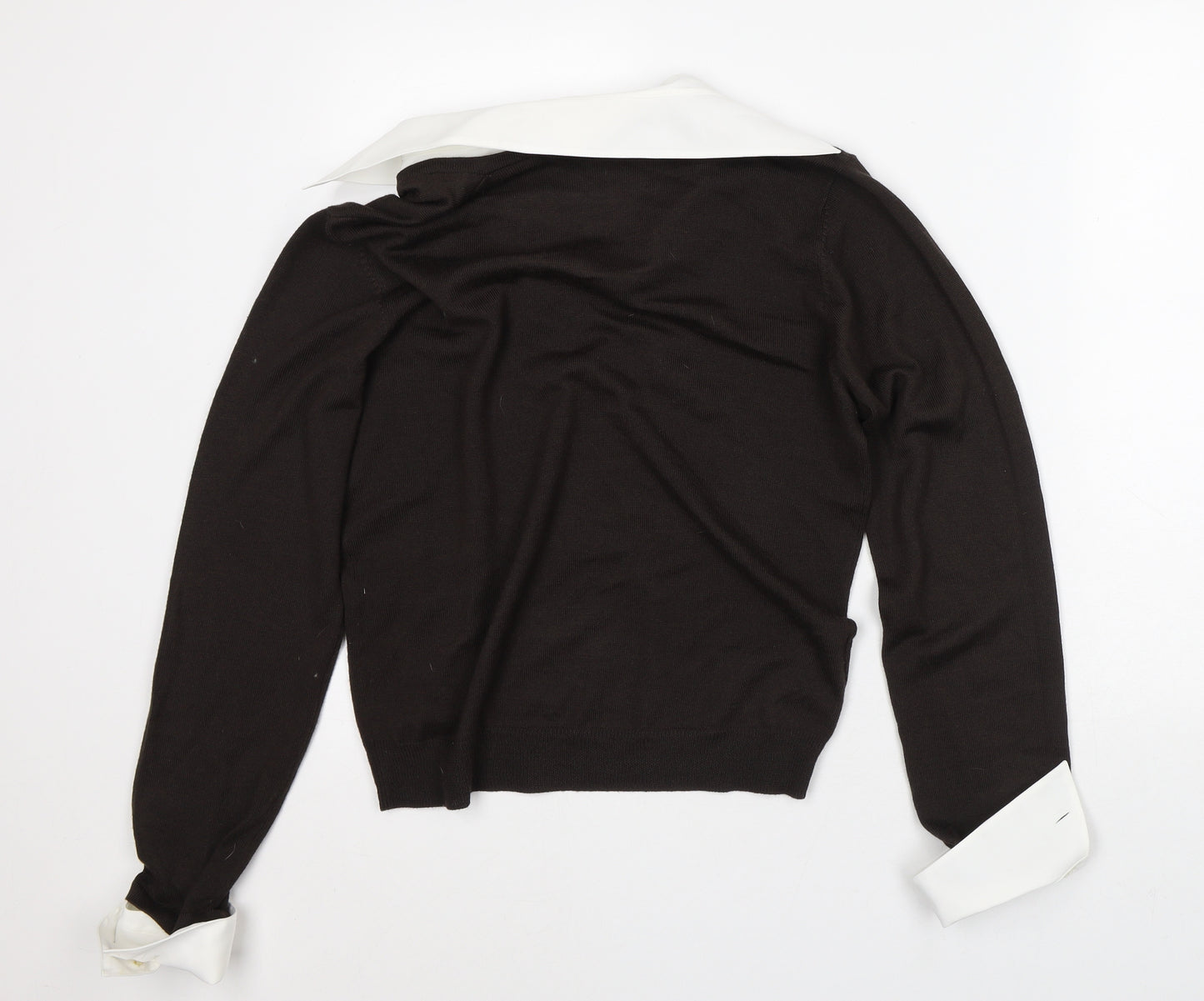 Coco Chanel Womens Brown Collared Wool Pullover Jumper Size M - Mock shirt