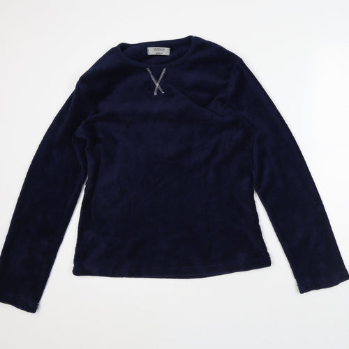 Hudson Bay Womens Blue Polyester Pullover Sweatshirt Size M