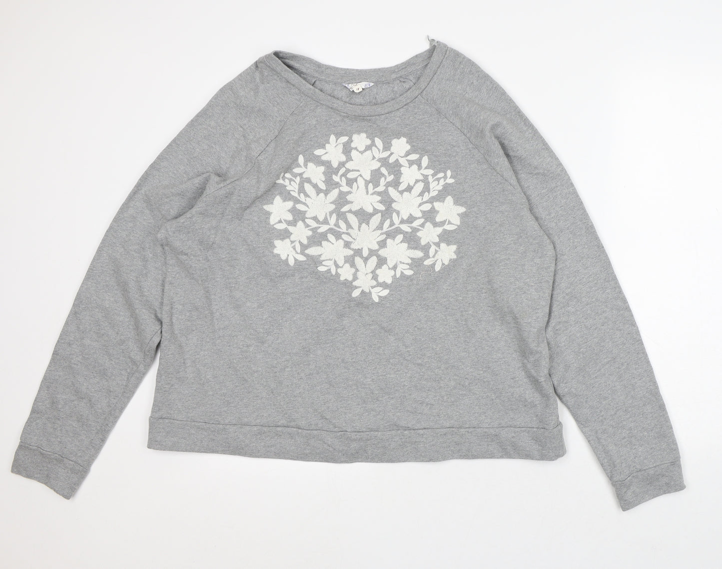 Falmer Heritage Womens Grey Cotton Pullover Sweatshirt Size 18 - Flowers