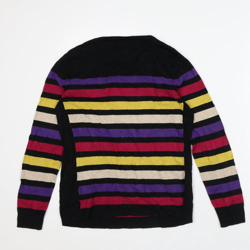 M&Co Womens Multicoloured Round Neck Striped Viscose Pullover Jumper Size 14