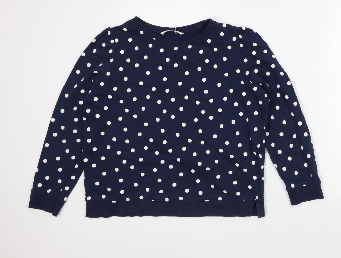 TU Womens Blue Polka Dot Cotton Pullover Sweatshirt Size 12