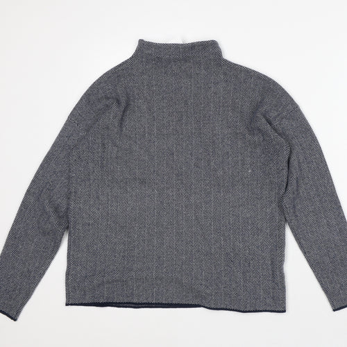 Max Studios Womens Blue Herringbone Polyester Pullover Sweatshirt Size M