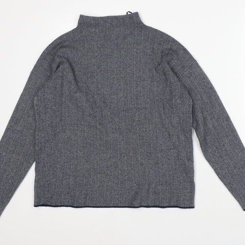 Max Studios Womens Blue Herringbone Polyester Pullover Sweatshirt Size M