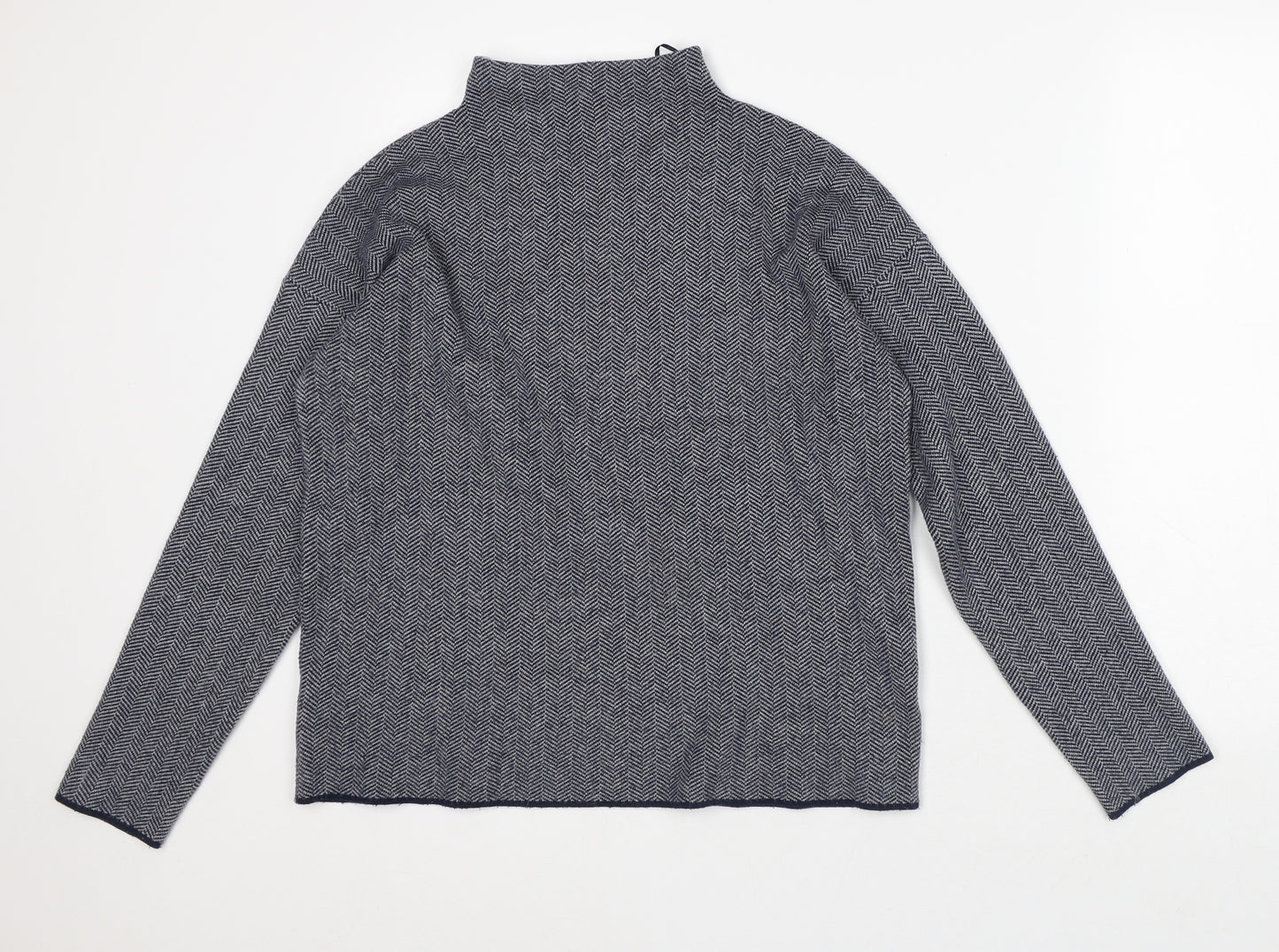 Max Studios Womens Blue Herringbone Polyester Pullover Sweatshirt Size M