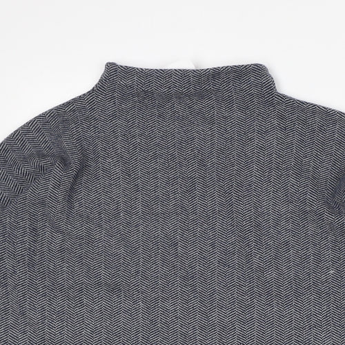 Max Studios Womens Blue Herringbone Polyester Pullover Sweatshirt Size M