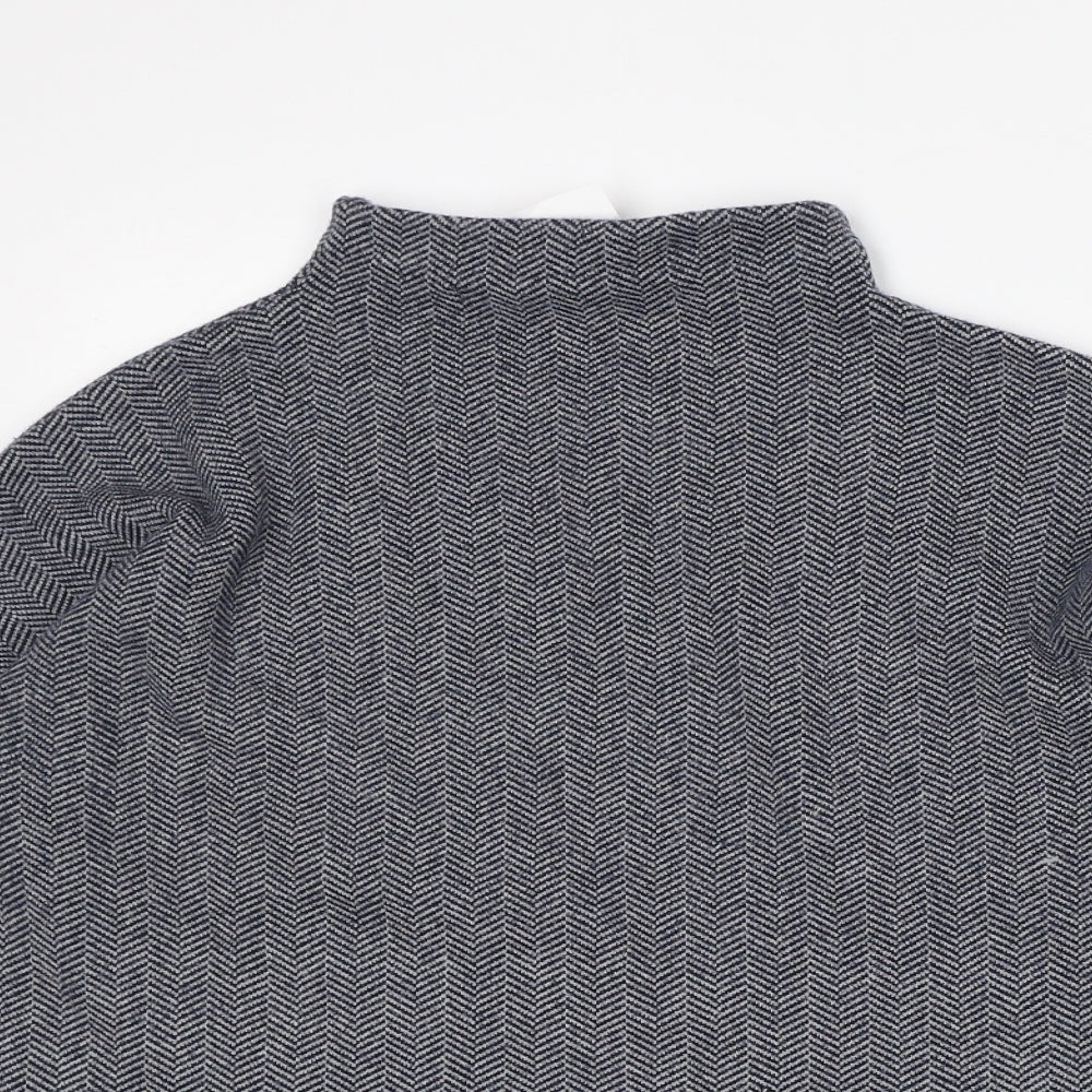 Max Studios Womens Blue Herringbone Polyester Pullover Sweatshirt Size M
