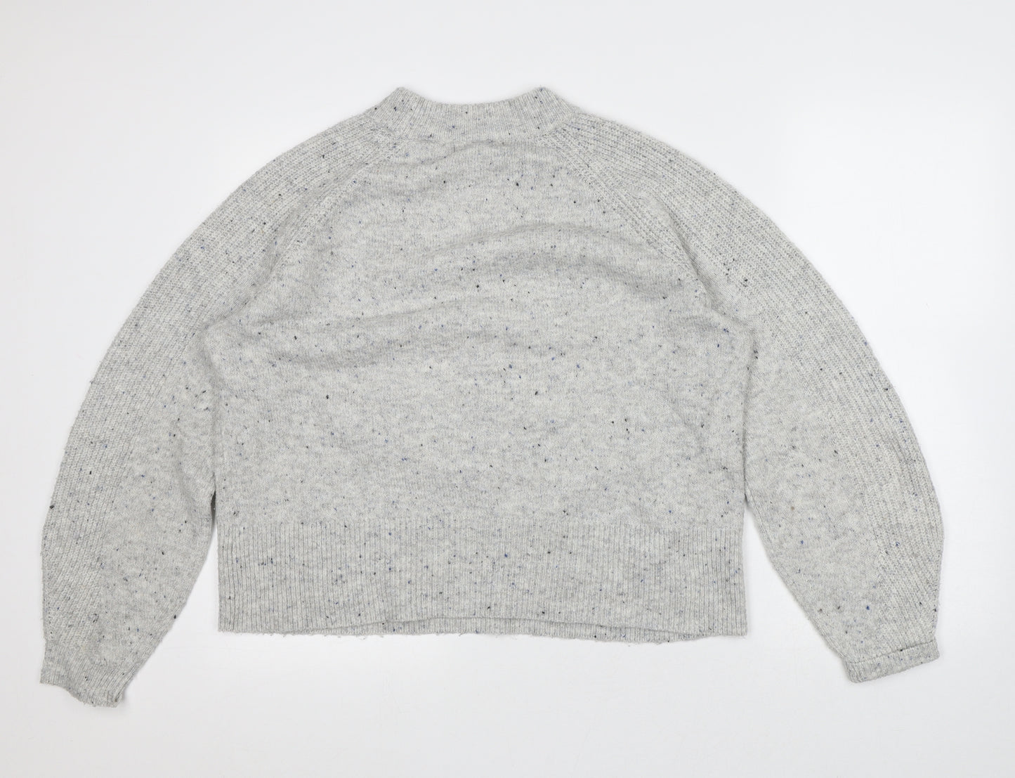 Marks and Spencer Mens Grey Mock Neck Geometric Acrylic Pullover Jumper Size M