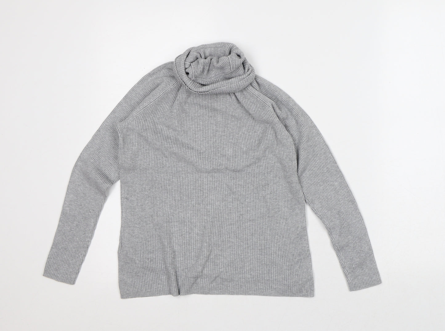 Marks and Spencer Womens Grey Roll Neck Viscose Pullover Jumper Size 14