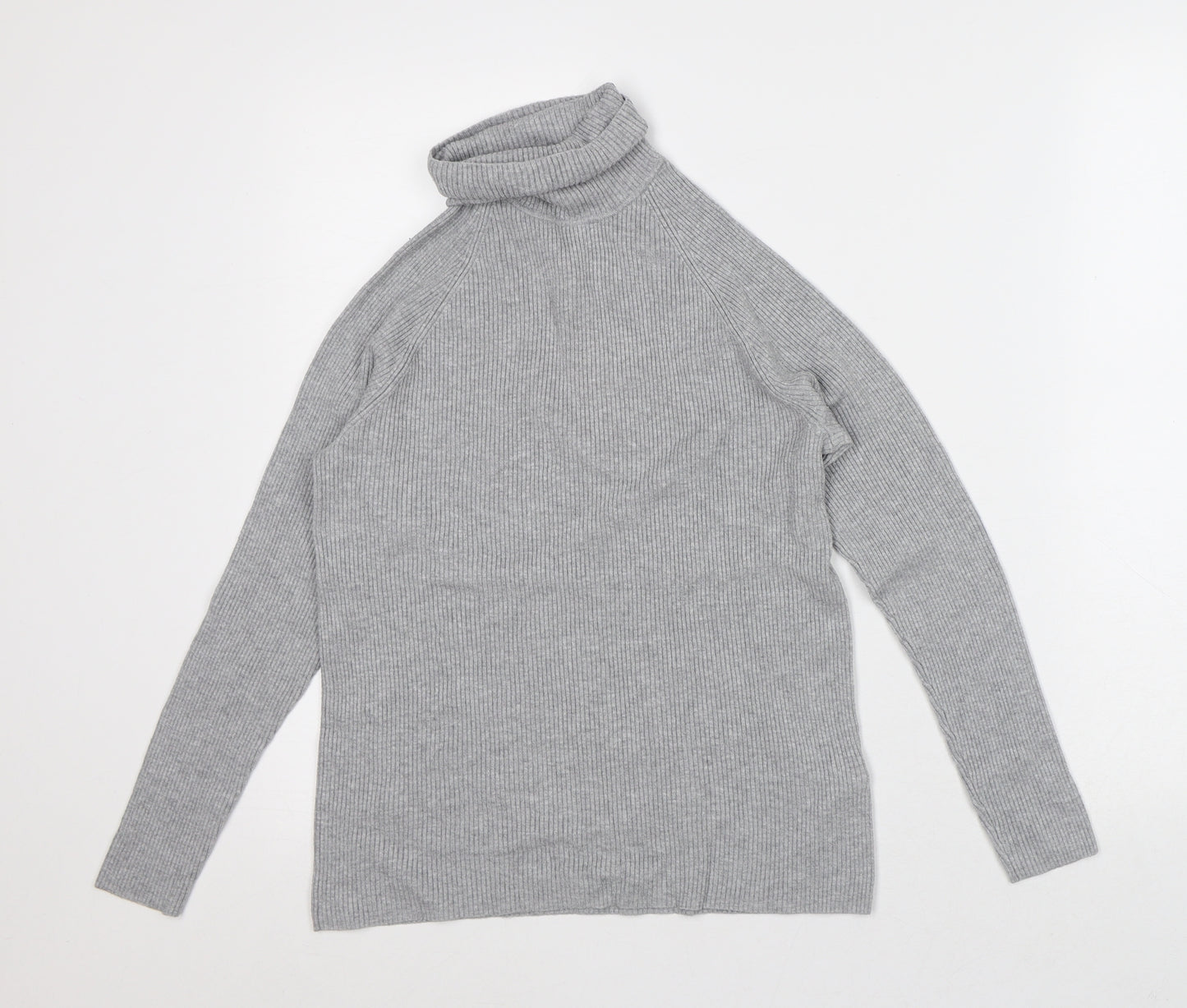 Marks and Spencer Womens Grey Roll Neck Viscose Pullover Jumper Size 14