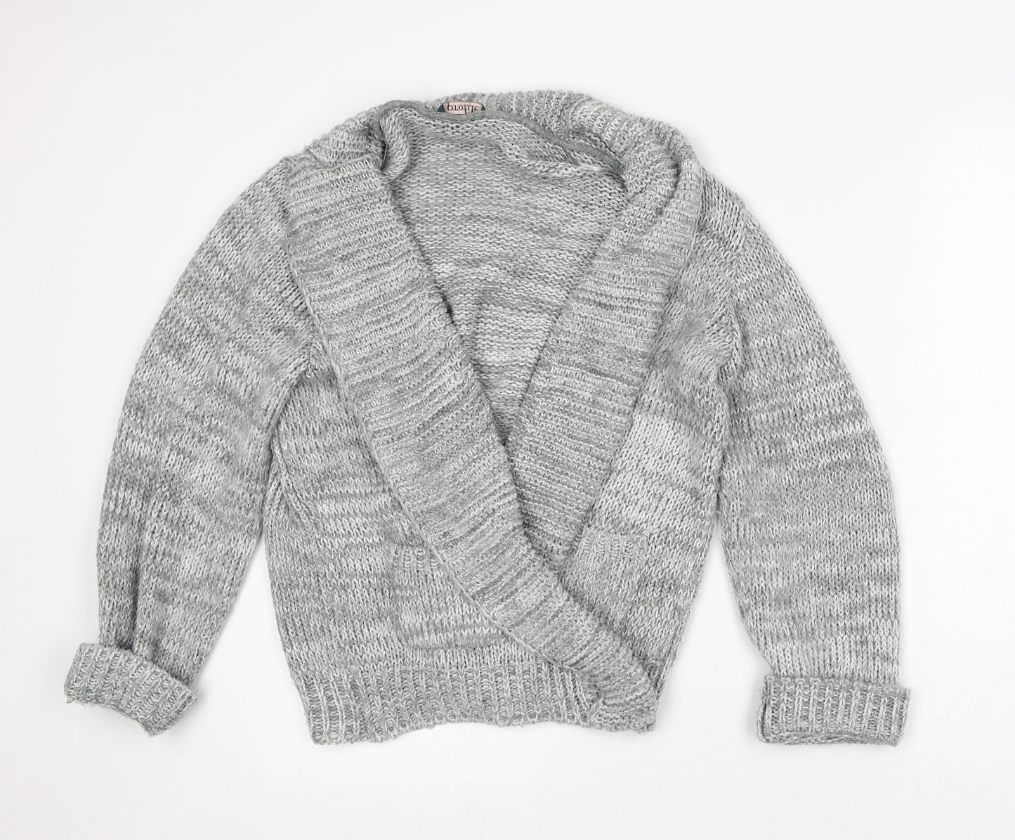 Profile Womens Grey V-Neck Acrylic Pullover Jumper Size 16