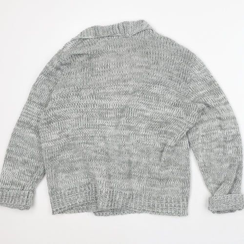 Profile Womens Grey V-Neck Acrylic Pullover Jumper Size 16