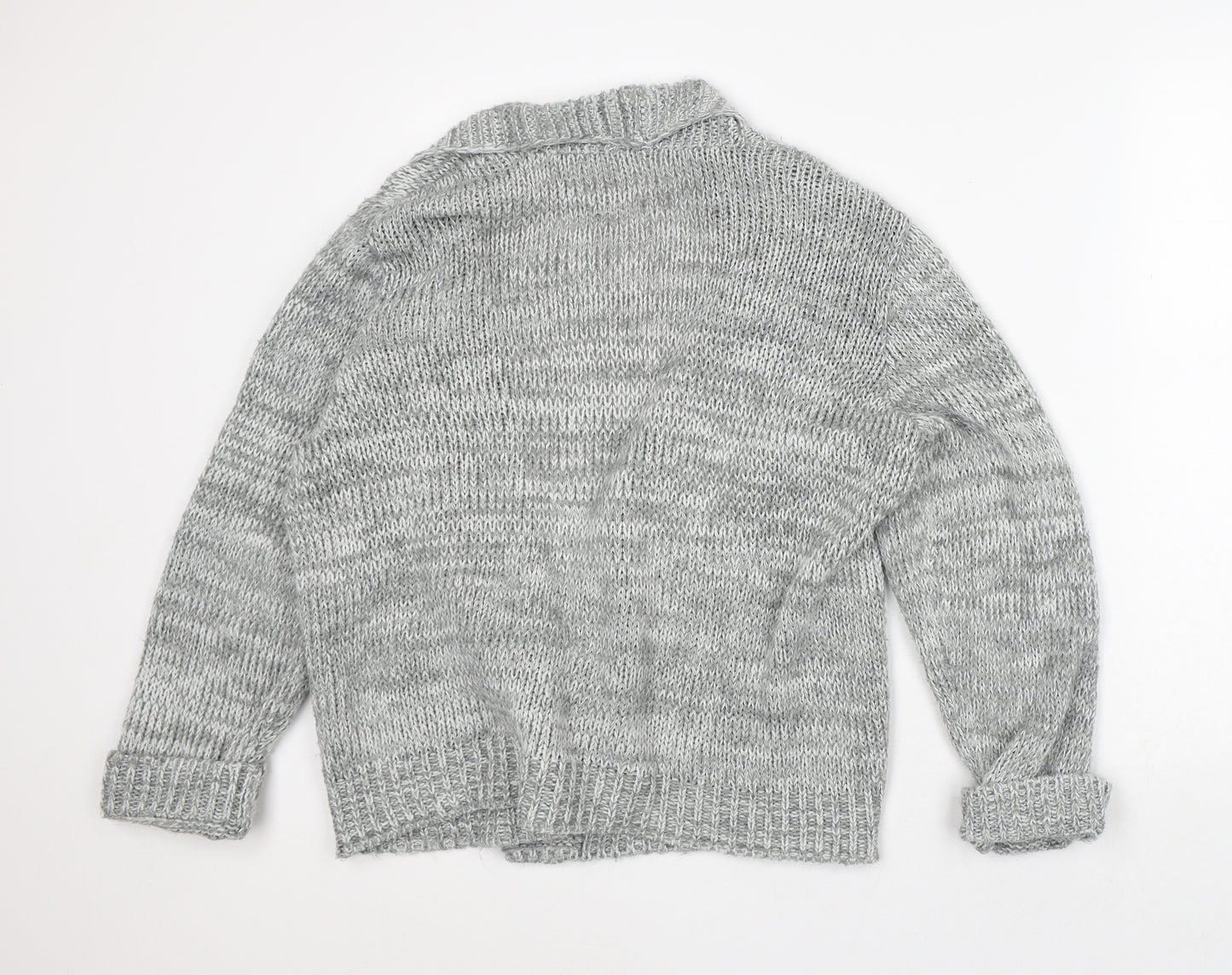 Profile Womens Grey V-Neck Acrylic Pullover Jumper Size 16