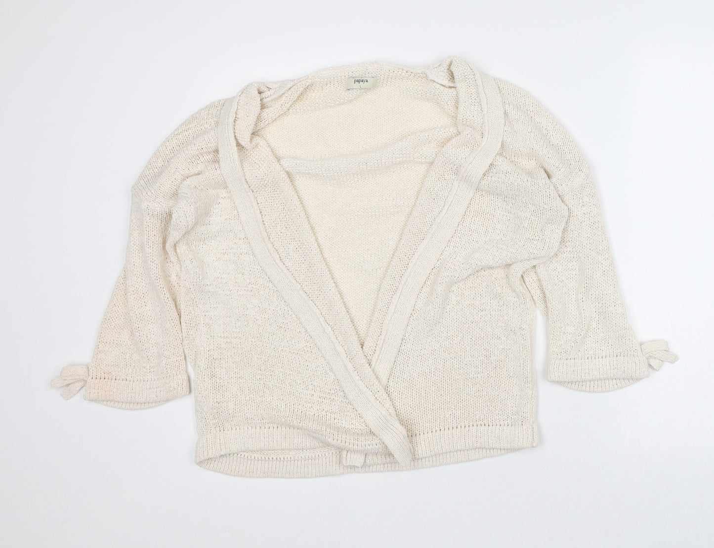 Papaya Womens Beige Round Neck Acrylic Cardigan Jumper Size L
