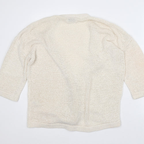 Papaya Womens Beige Round Neck Acrylic Cardigan Jumper Size L