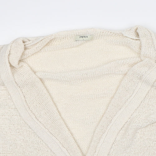 Papaya Womens Beige Round Neck Acrylic Cardigan Jumper Size L