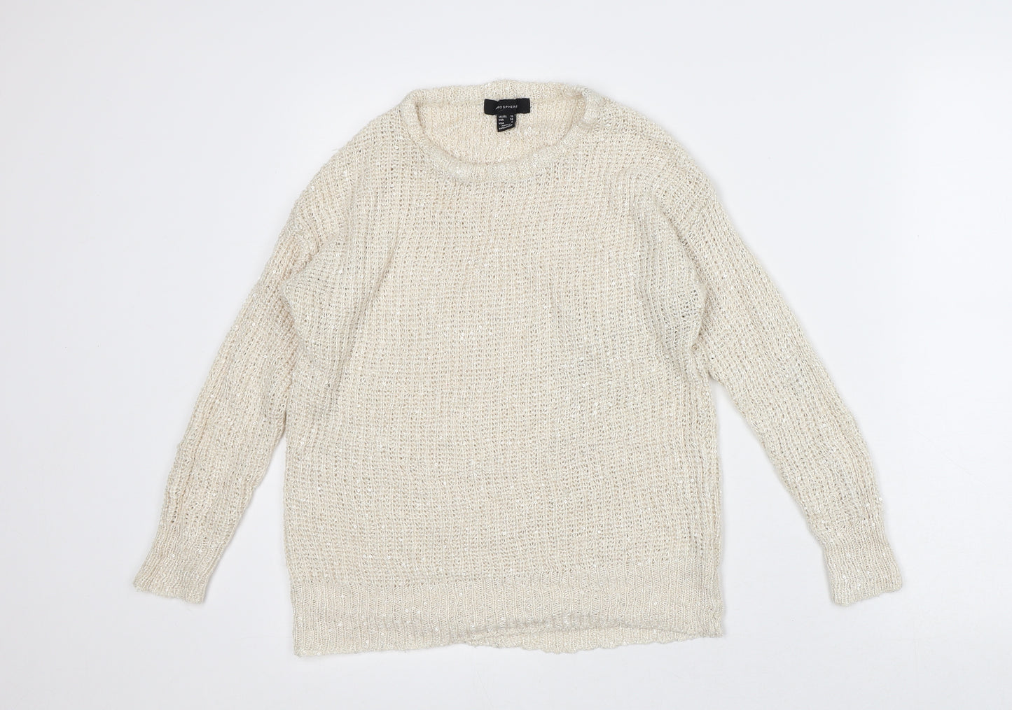 Atmosphere Womens Beige Crew Neck Polyester Pullover Jumper Size 10