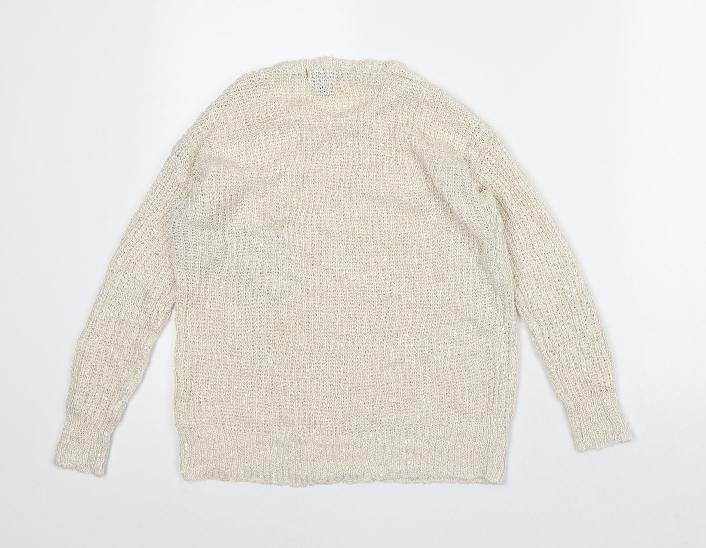 Atmosphere Womens Beige Crew Neck Polyester Pullover Jumper Size 10