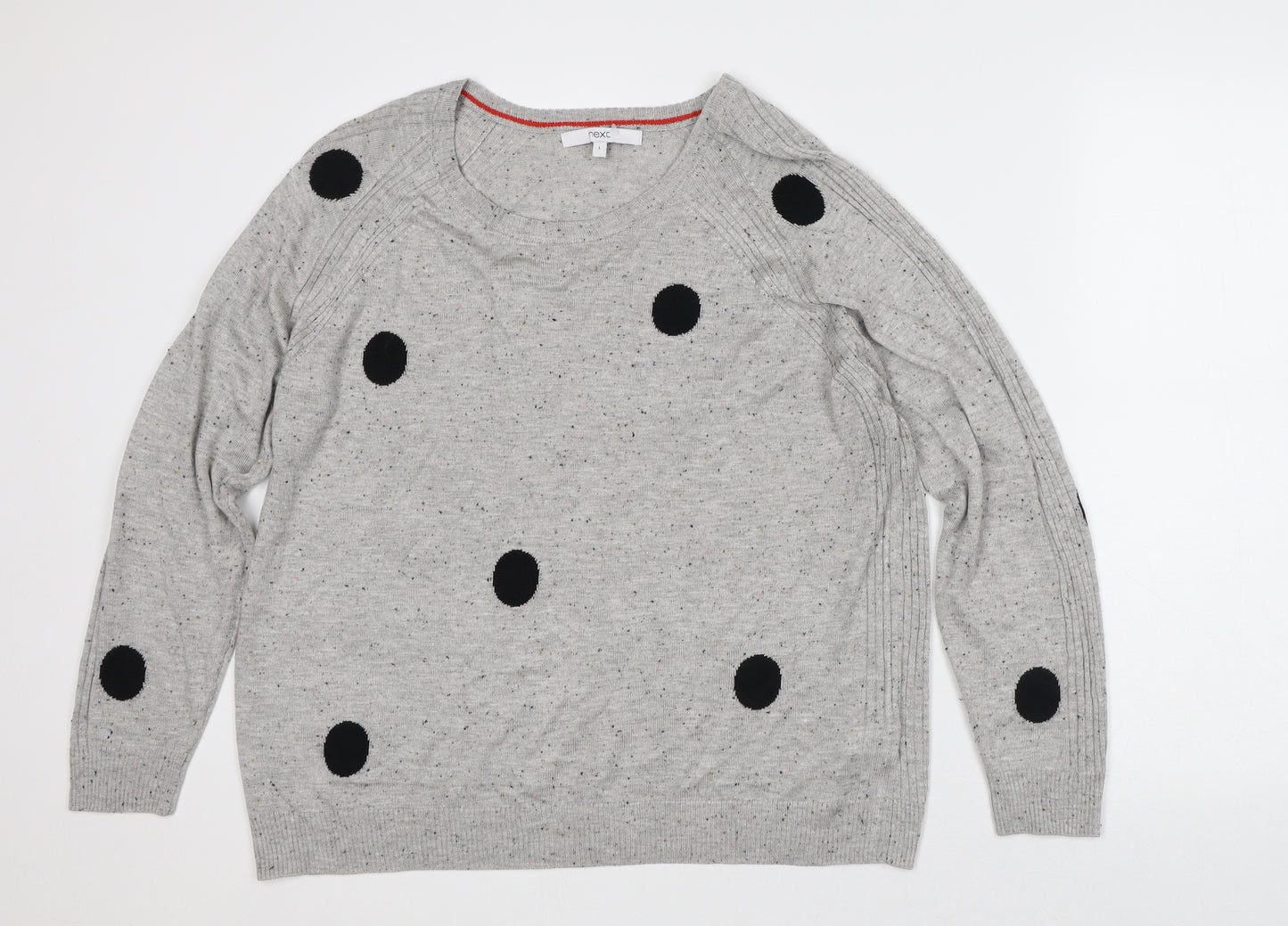NEXT Womens Grey Round Neck Polka Dot Polyester Pullover Jumper Size L
