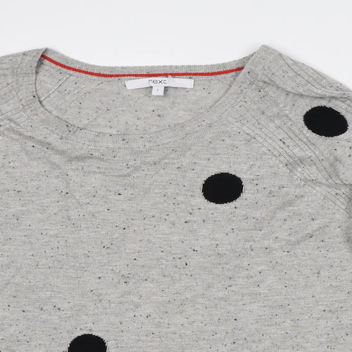 NEXT Womens Grey Round Neck Polka Dot Polyester Pullover Jumper Size L
