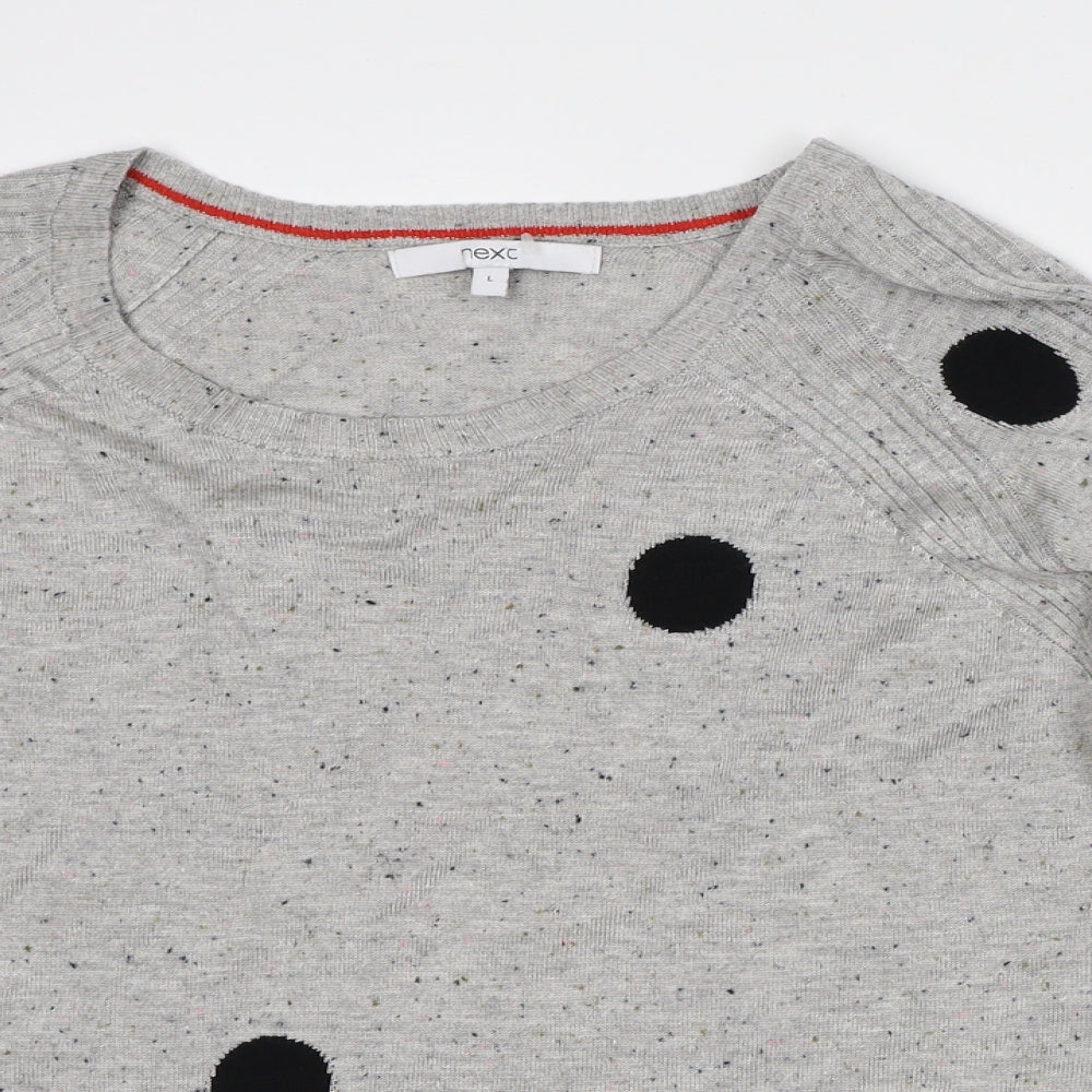 NEXT Womens Grey Round Neck Polka Dot Polyester Pullover Jumper Size L