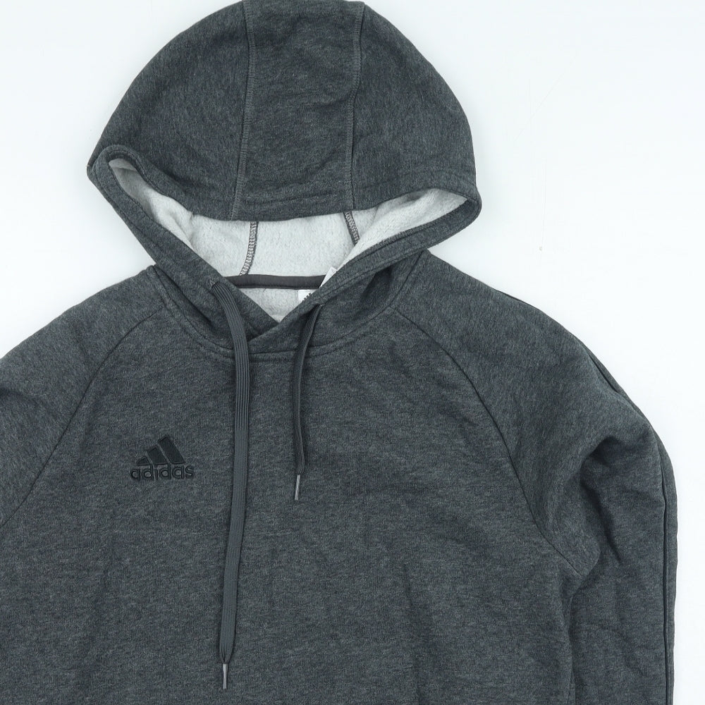 adidas Mens Grey Cotton Pullover Hoodie Size S