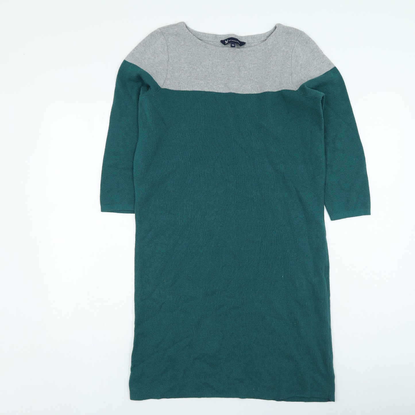Crew Clothing Womens Green Cotton Jumper Dress Size 10 Round Neck