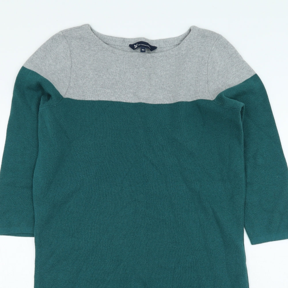 Crew Clothing Womens Green Cotton Jumper Dress Size 10 Round Neck