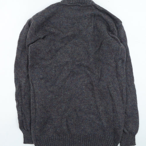 BHS Mens Grey Round Neck Acrylic Pullover Jumper Size S