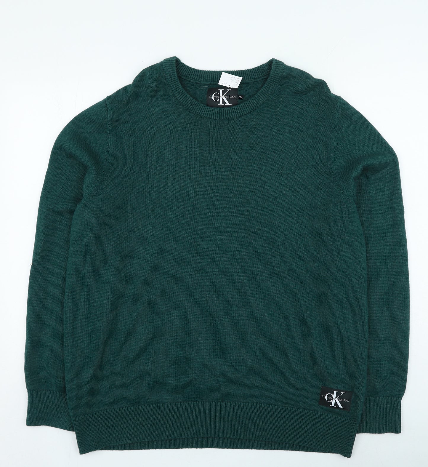 Calvin Klein Mens Green Cotton Pullover Sweatshirt Size XL