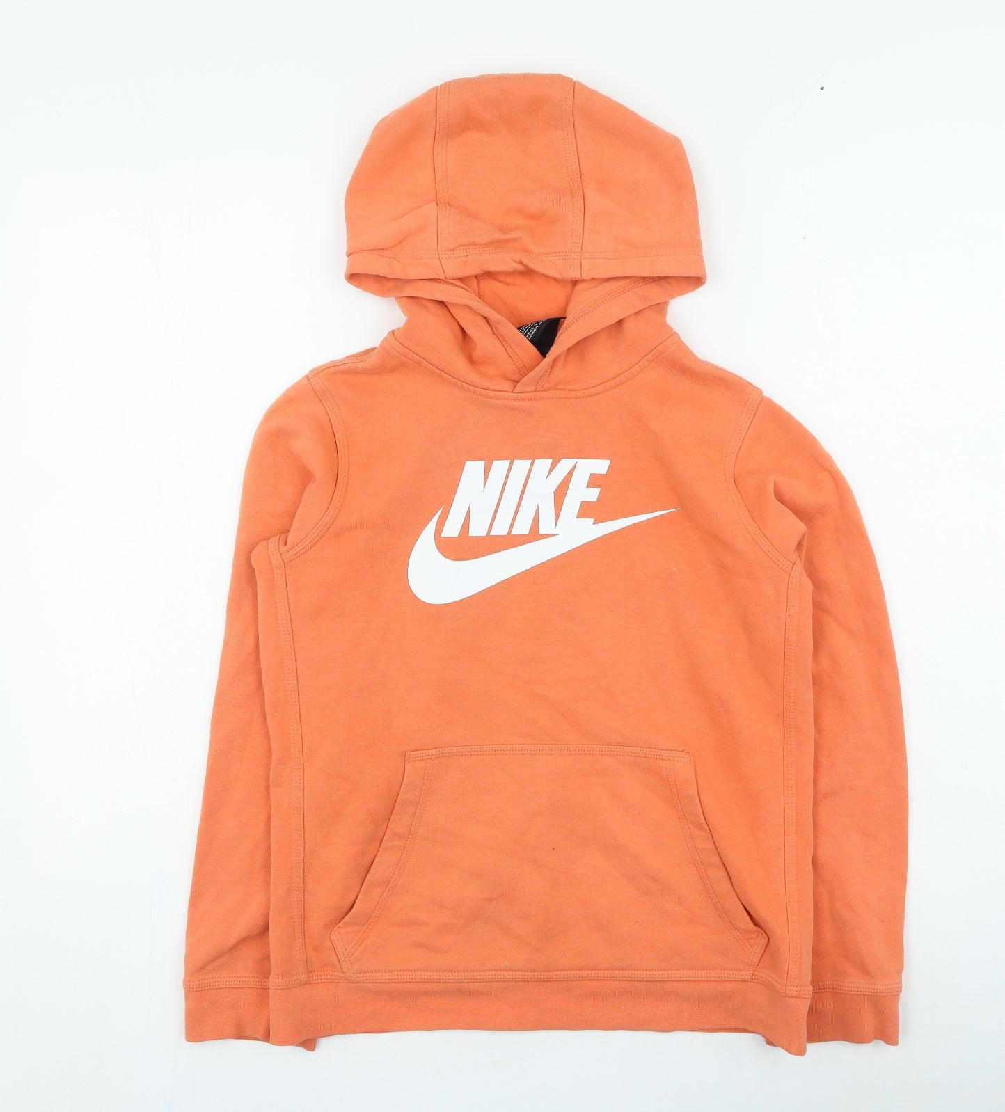 Nike Womens Orange Cotton Pullover Hoodie Size L