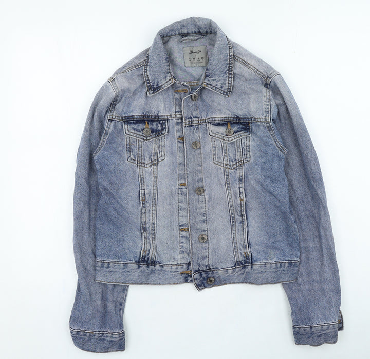 Denim & Co. Womens Blue Jacket Size 8 Button