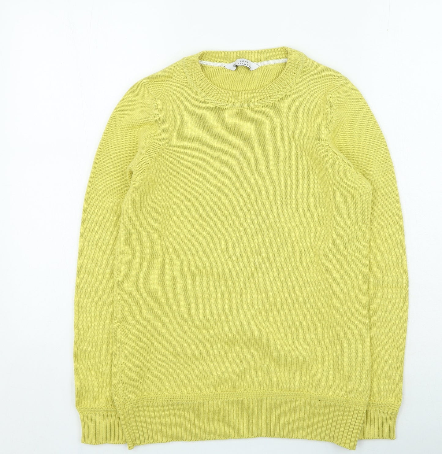 BHS Womens Yellow Round Neck Cotton Pullover Jumper Size 8